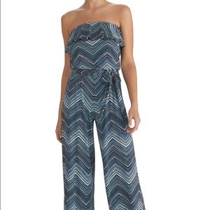White House Black Market, Small, Strapless Printed Jumpsuit